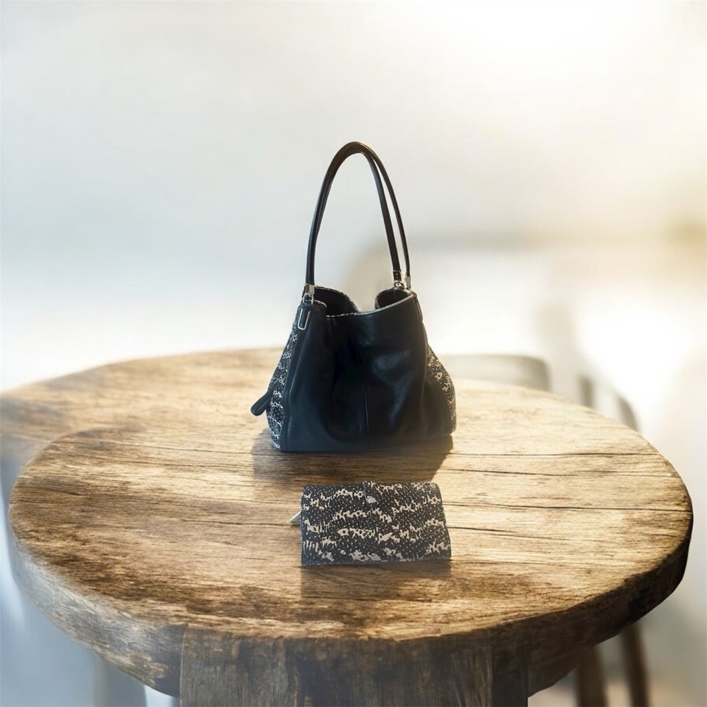 Coach Madison Phoebe Python Black Leather Shoulde… - image 3